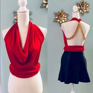 Marciano Red Silky top with Gold Chain back